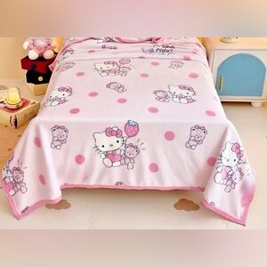Hello Kitty Pink and White Blanket with Polka Dots